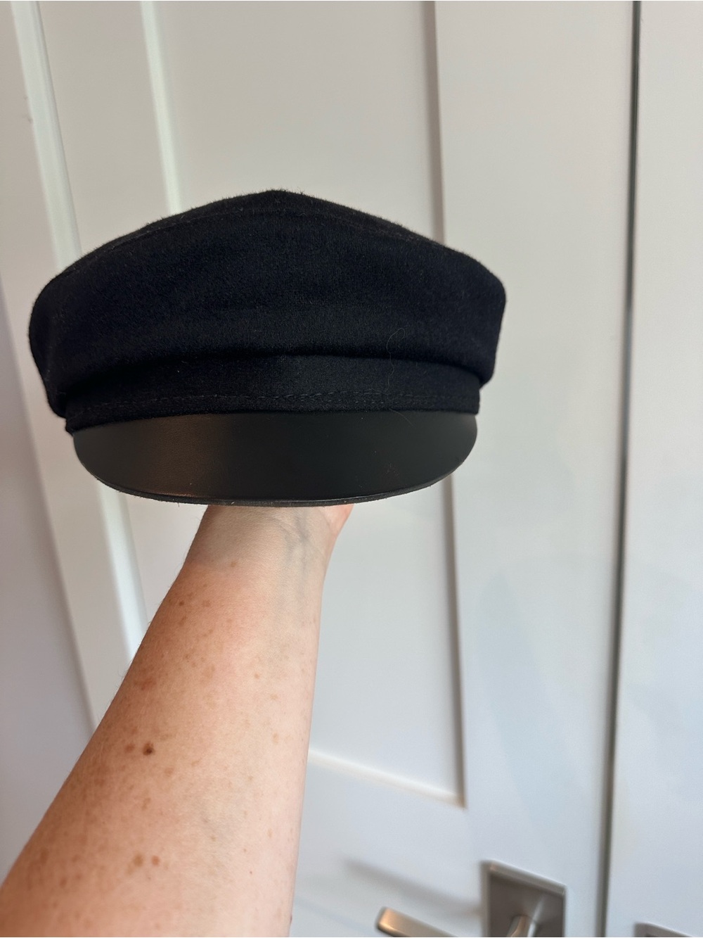 Vintage Black Wool fisherman/Sailor/Travel Cap with Visor